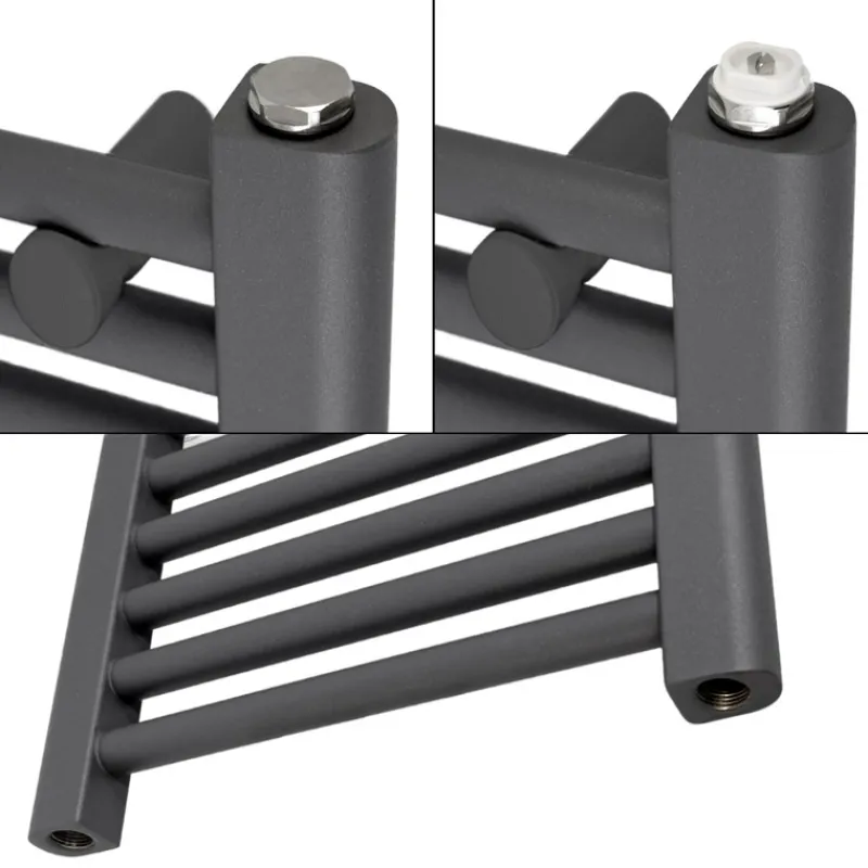 Elektrischer Badheizkörper mit Heizstab 1200W 600x1800 mm Anthrazit gerade mit Seitenanschluss-ECD Germany Discount