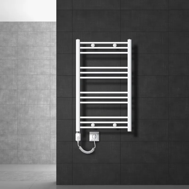 Elektrischer Badheizkörper mit Heizstab 300W 600x800 mm Weiß gerade mit Seitenanschluss-ECD Germany Sale
