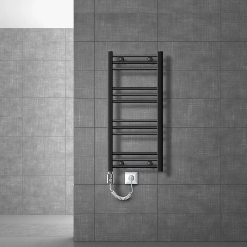 Elektrischer Badheizkörper mit Heizstab 300W 400x800 mm Anthrazit gebogen mit Seitenanschluss LuxeBath-ECD Germany