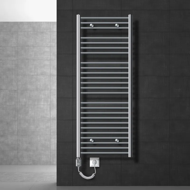 Elektrischer Badheizkörper mit Heizstab 1200W 600x1500 mm Chrome gerade mit Seitenanschluss LuxeBath-ECD Germany Outlet