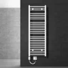 Elektrischer Badheizkörper mit Heizstab 1200W 500x1500 mm Weiß gebogen mit Seitenanschluss LuxeBath-ECD Germany Best