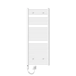 Elektrischer Badheizkörper mit Heizstab 1200W 600x1500 mm Weiß gebogen mit Seitenanschluss LuxeBath-ECD Germany Outlet