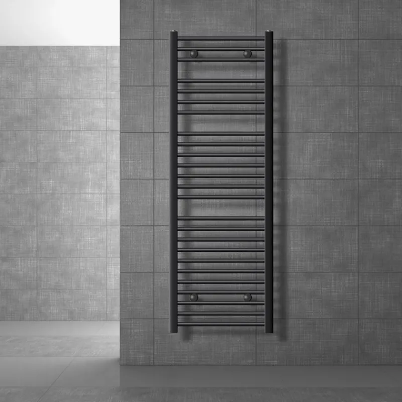 Elektrischer Badheizkörper mit Heizstab 1200W 500x1500 mm Anthrazit gebogen mit Seitenanschluss & Thermostat Digitalanzeige LuxeBath-ECD Germany Best