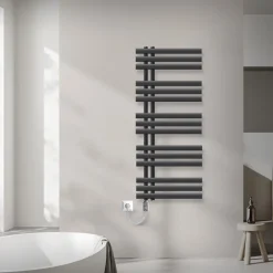 Elektrischer Badheizkörper mit Heizstab 900W 500x1200 mm Anthrazit-ECD Germany