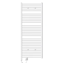 Elektrischer Badheizkörper mit Heizstab 900W 750x1800 mm Weiß gebogen mit Seitenanschluss LuxeBath-ECD Germany