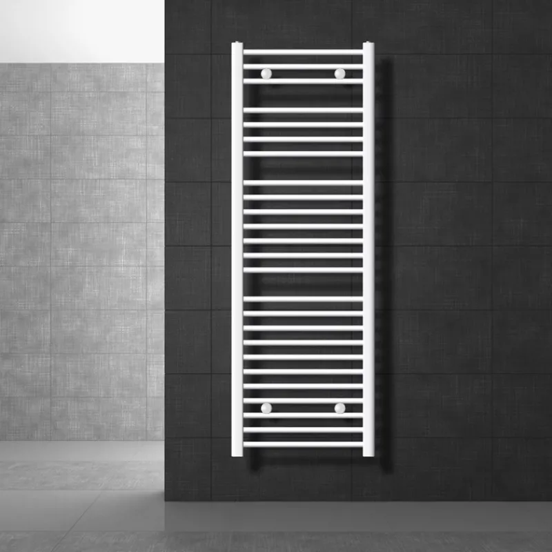 Elektrischer Badheizkörper mit Heizstab 1200W 500x1500 mm Weiß gebogen mit Seitenanschluss & Thermostat Digitalanzeige LuxeBath-ECD Germany Hot