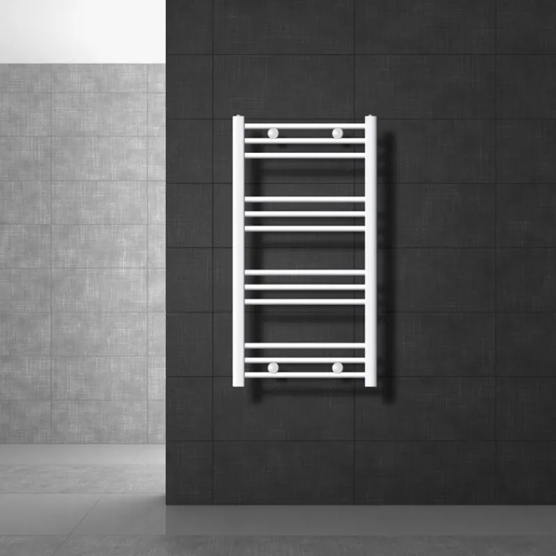 Elektrischer Badheizkörper mit Heizstab 300W 500x800 mm Weiß gerade Seitenanschluss & Thermostat LuxeBath-ECD Germany New