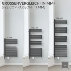 Elektrischer Badheizkörper mit Heizstab 300W 500x800 mm Anthrazit ML-Design-ECD Germany Hot