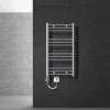 Elektrischer Badheizkörper mit Heizstab 300W 500x800 mm Chrome gerade Seitenanschluss & Thermostat Digitalanzeige LuxeBath-ECD Germany New