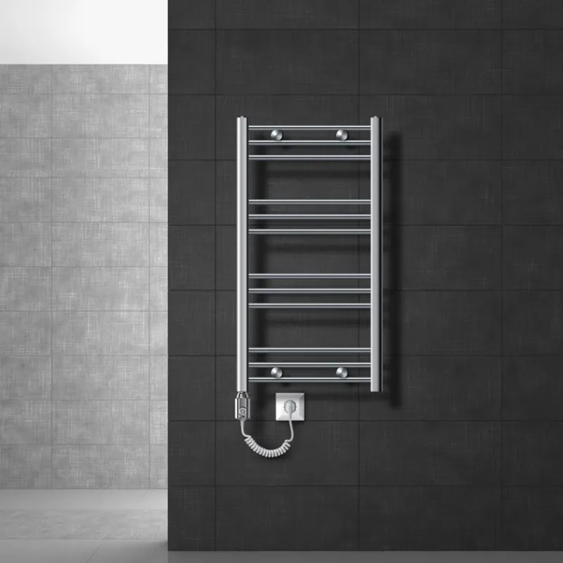 Elektrischer Badheizkörper mit Heizstab 300W 500x800 mm Chrome gerade Seitenanschluss & Thermostat Digitalanzeige LuxeBath-ECD Germany New
