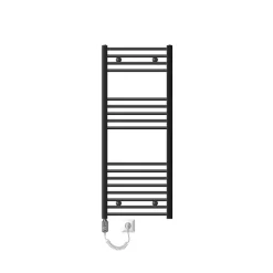 Elektrischer Badheizkörper mit Heizstab 1200W 500x1200 mm Anthrazit gebogen Seitenanschluss & Thermostat Digitalanzeige LuxeBath-ECD Germany New