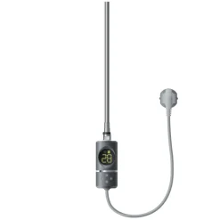 Elektrischer Badheizkörper mit Heizstab 1200W 500x1200 mm Anthrazit gebogen Seitenanschluss & Thermostat Digitalanzeige LuxeBath-ECD Germany New