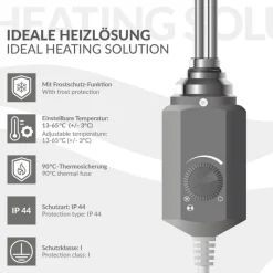 Elektrischer Badheizkörper mit Heizstab 1200W 500x1500 mm Anthrazit gebogen mit Seitenanschluss LuxeBath-ECD Germany Sale