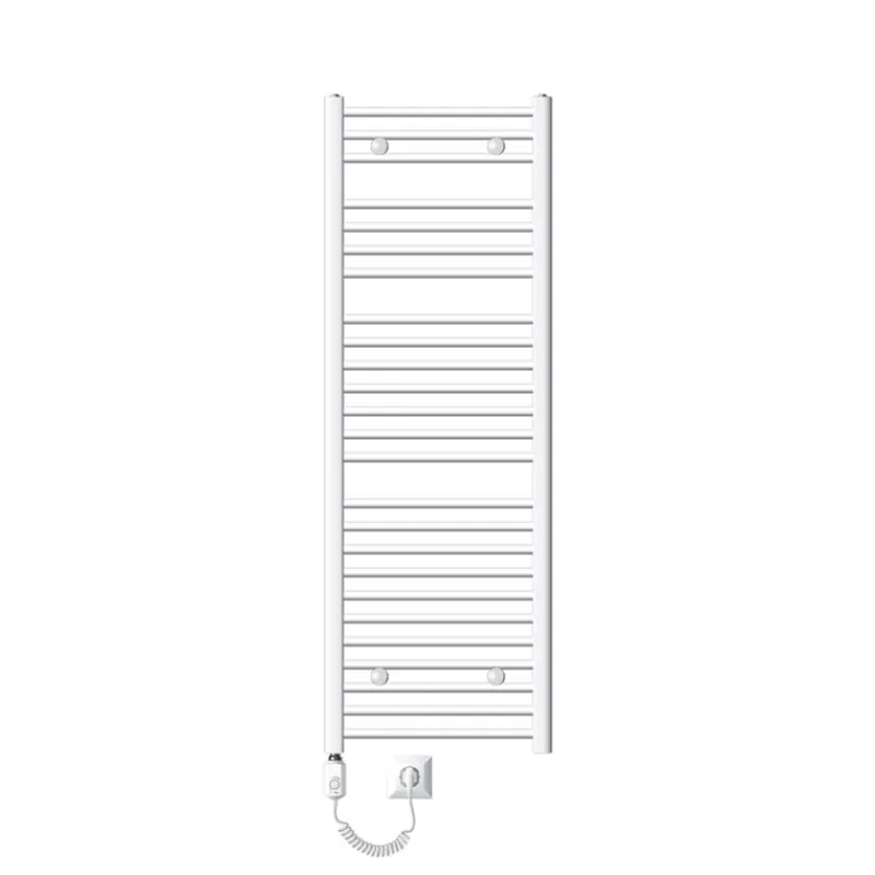 Elektrischer Badheizkörper mit Heizstab 1200W 500x1500 mm Anthrazit gebogen mit Seitenanschluss & Thermostat Touchbedienung LuxeBath-ECD Germany