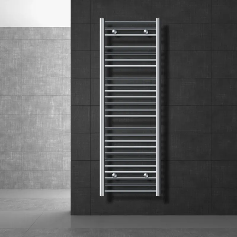 Elektrischer Badheizkörper mit Heizstab 900W 500x1500 mm Chrome gebogen mit Seitenanschluss & Thermostat Digitalanzeige LuxeBath-ECD Germany Online