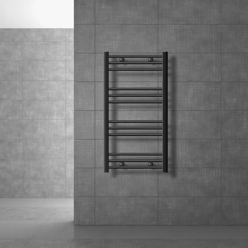 Elektrischer Badheizkörper mit Heizstab 300W 500x800 mm Anthrazit gebogen Seitenanschluss & Thermostat LuxeBath-ECD Germany Best