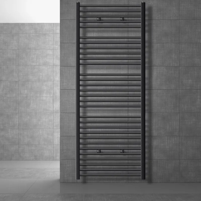 Elektrischer Badheizkörper mit Heizstab 1200W 750x1800 mm Anthrazit gerade Seitenanschluss & Thermostat Digitalanzeige LuxeBath-ECD Germany