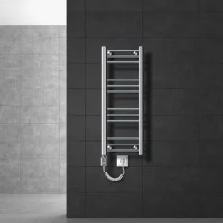 Elektrischer Badheizkörper mit Heizstab 300W 300x800 mm Chrome gerade mit Seitenanschluss LuxeBath-ECD Germany