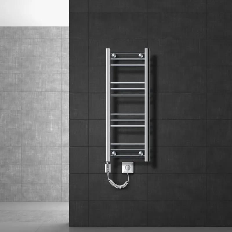 Elektrischer Badheizkörper mit Heizstab 300W 300x800 mm Chrome gerade mit Seitenanschluss LuxeBath-ECD Germany