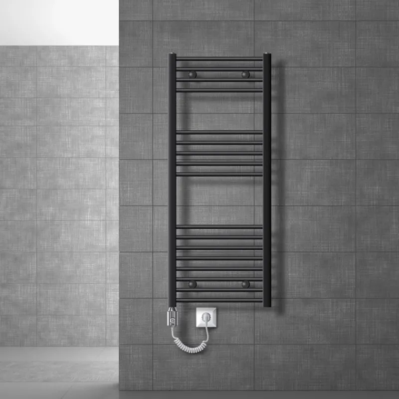 Elektrischer Badheizkörper mit Heizstab 1200W 500x1200 mm Anthrazit gerade mit Seitenanschluss LuxeBath-ECD Germany Discount