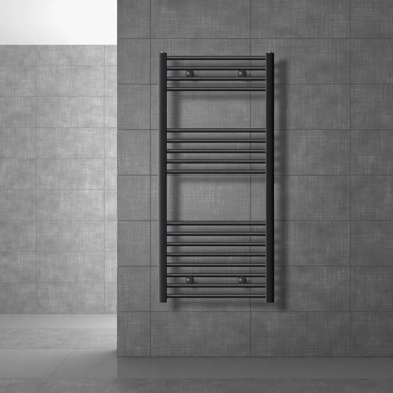 Elektrischer Badheizkörper mit Heizstab 1200W 600x1200 mm Anthrazit gerade Seitenanschluss & Thermostat LuxeBath-ECD Germany Clearance