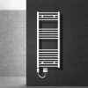 Elektrischer Badheizkörper mit Heizstab 1200W 500x1200 mm Weiß gebogen mit Seitenanschluss LuxeBath-ECD Germany Hot