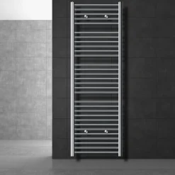 Elektrischer Badheizkörper mit Heizstab 900W 600x1800 mm Chrom gerade Seitenanschluss & Thermostat Digitalanzeige LuxeBath-ECD Germany Discount