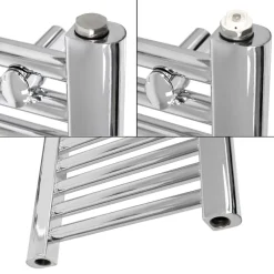 Elektrischer Badheizkörper mit Heizstab 900W 400x1500 mm Chrome gerade Seitenanschluss & Thermostat LuxeBath-ECD Germany Online