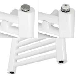 Elektrischer Badheizkörper mit Heizstab 1200W 600x1800 mm Weiß gebogen Seitenanschluss & Thermostat Digitalanzeige LuxeBath-ECD Germany Best