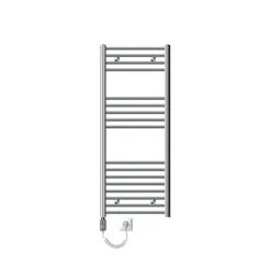 Elektrischer Badheizkörper mit Heizstab 1200W 500x1200 mm Chrome gebogen mit Seitenanschluss LuxeBath-ECD Germany Outlet