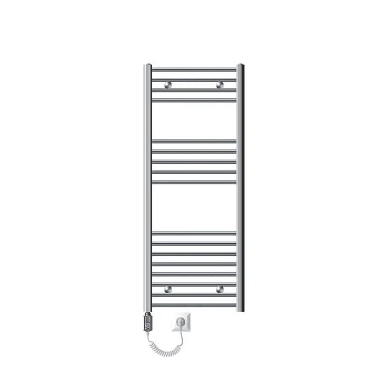 Elektrischer Badheizkörper mit Heizstab 1200W 500x1200 mm Chrome gebogen mit Seitenanschluss LuxeBath-ECD Germany Outlet