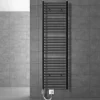 Elektrischer Badheizkörper mit Heizstab 1200W 500x1800 mm Anthrazit gebogen mit Seitenanschluss LuxeBath-ECD Germany New
