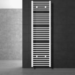 Elektrischer Badheizkörper mit Heizstab 1200W 500x1800 mm Weiß gebogen mit Seitenanschluss & Thermostat Digitalanzeige LuxeBath-ECD Germany Sale