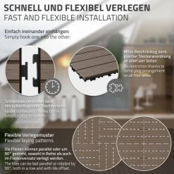 3er Pack WPC Bodenplatte 60x30 dunkelbraun-ECD Germany Clearance