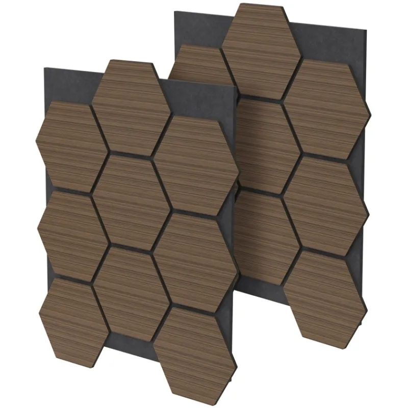 2er Set Akustikpaneele für 1m² Braun Wandpaneele Hexagon Schallabsorber Schalldämmung ML-Design-ECD Germany Sale