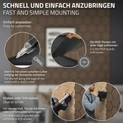 2er Set Akustikpaneele für 1m² Braun Wandpaneele Hexagon Schallabsorber Schalldämmung ML-Design-ECD Germany Sale