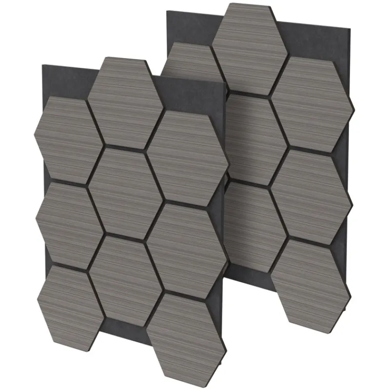 2er Set Akustikpaneele für 1m² Grau Wandpaneele Hexagon Schallabsorber Schalldämmung ML-Design-ECD Germany Outlet