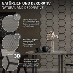 2er Set Akustikpaneele für 1m² Grau Wandpaneele Hexagon Schallabsorber Schalldämmung ML-Design-ECD Germany Outlet