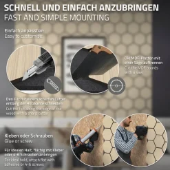 2er Set Akustikpaneele für 1m² Eiche Wandpaneele Hexagon Schalldämmung ML-Design-ECD Germany Discount