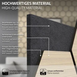 2er Set Akustikpaneele für 1m² Eiche Wandpaneele Hexagon Schalldämmung ML-Design-ECD Germany Discount