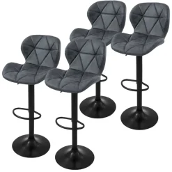2er Set Barhocker 2x Anthrazit Kunstlederbezug mit Rückenlehne und Fußstütze höhenverstellbar 59-79cm ML-Design-ECD Germany Best