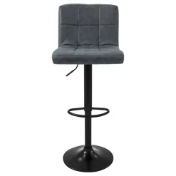 2er Set Barhocker 2x Anthrazit Kunstlederbezug mit Rückenlehne und Fußstütze höhenverstellbar 63-83cm ML-Design-ECD Germany Best