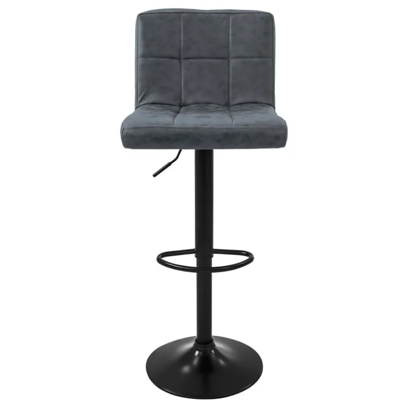 2er Set Barhocker 2x Anthrazit Kunstlederbezug mit Rückenlehne und Fußstütze höhenverstellbar 63-83cm ML-Design-ECD Germany Best