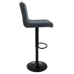 2er Set Barhocker 2x Anthrazit Kunstlederbezug mit Rückenlehne und Fußstütze höhenverstellbar 63-83cm ML-Design-ECD Germany Best