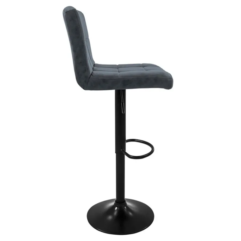 2er Set Barhocker 2x Anthrazit Kunstlederbezug mit Rückenlehne und Fußstütze höhenverstellbar 63-83cm ML-Design-ECD Germany Best