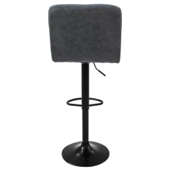 2er Set Barhocker 2x Anthrazit Kunstlederbezug mit Rückenlehne und Fußstütze höhenverstellbar 63-83cm ML-Design-ECD Germany Best