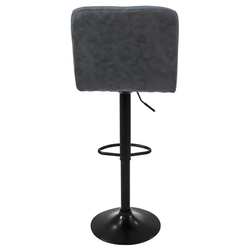 2er Set Barhocker 2x Anthrazit Kunstlederbezug mit Rückenlehne und Fußstütze höhenverstellbar 63-83cm ML-Design-ECD Germany Best