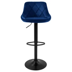 2er Set Barhocker 2x Blau Samtbezug mit Rückenlehne und Fußstütze höhenverstellbar 62-82cm ML-Design-ECD Germany Online