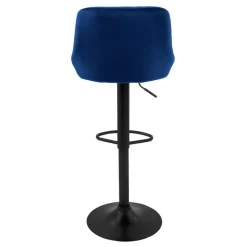 2er Set Barhocker 2x Blau Samtbezug mit Rückenlehne und Fußstütze höhenverstellbar 62-82cm ML-Design-ECD Germany Online