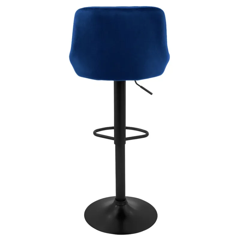2er Set Barhocker 2x Blau Samtbezug mit Rückenlehne und Fußstütze höhenverstellbar 62-82cm ML-Design-ECD Germany Online